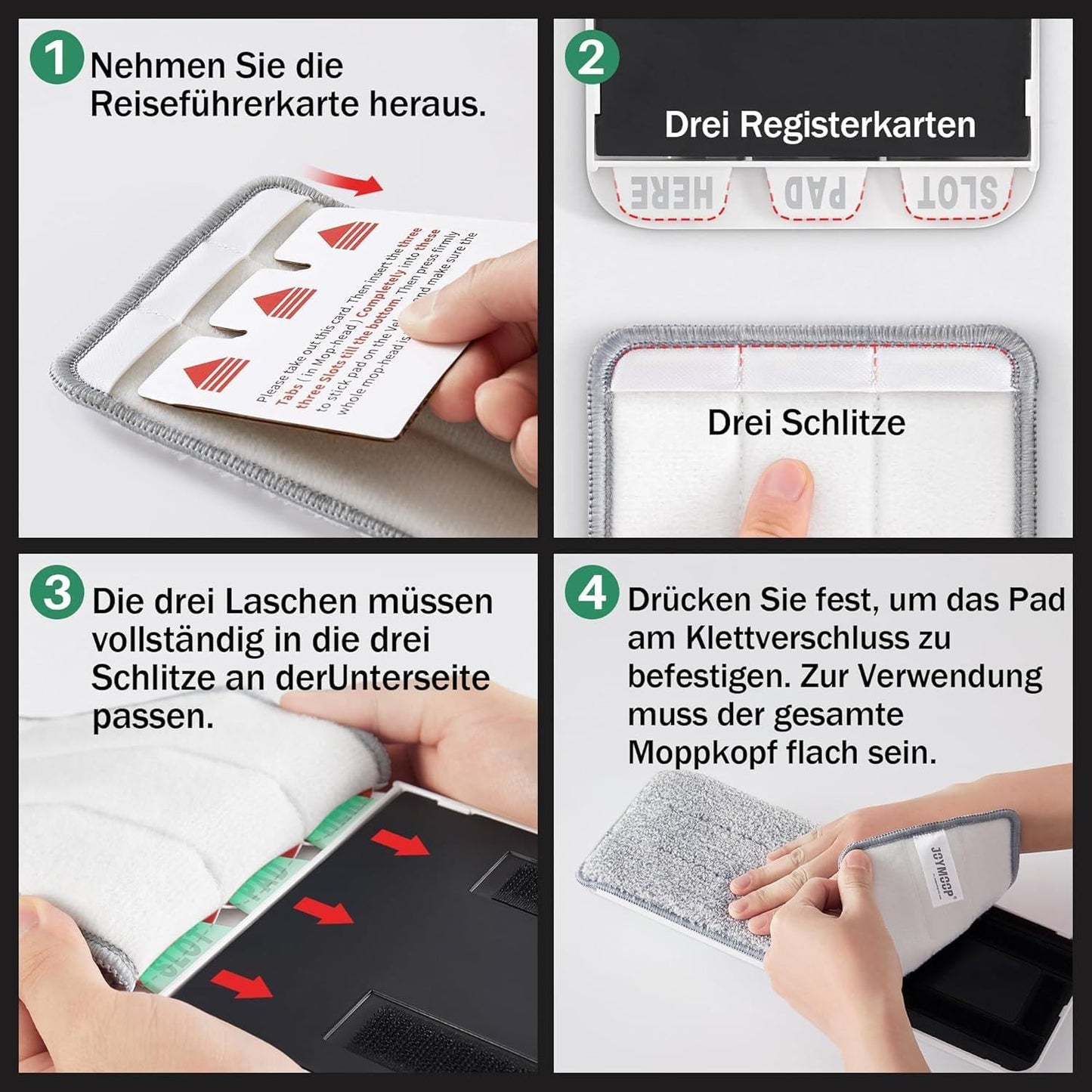 👉 Flachmopp mit Eimer & Auswringer – Bodenwischsystem mit 3 waschbaren Mikrofaser-Pads, für Nass- & Trockenreinigung, Freihändig & Hygienisch